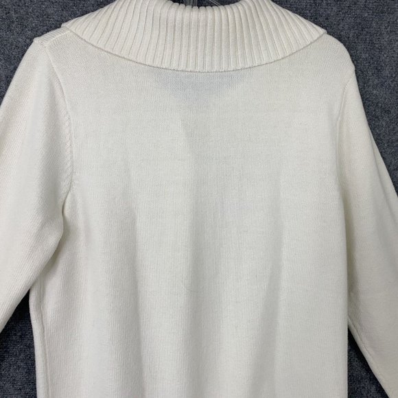 Jones New York Pull Over Bulk Knit Sweater 1/4 Button Collar Women 1X White - Picture 10 of 12